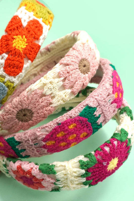 FLORAL CROCHET HEADBAND HAIR BAND