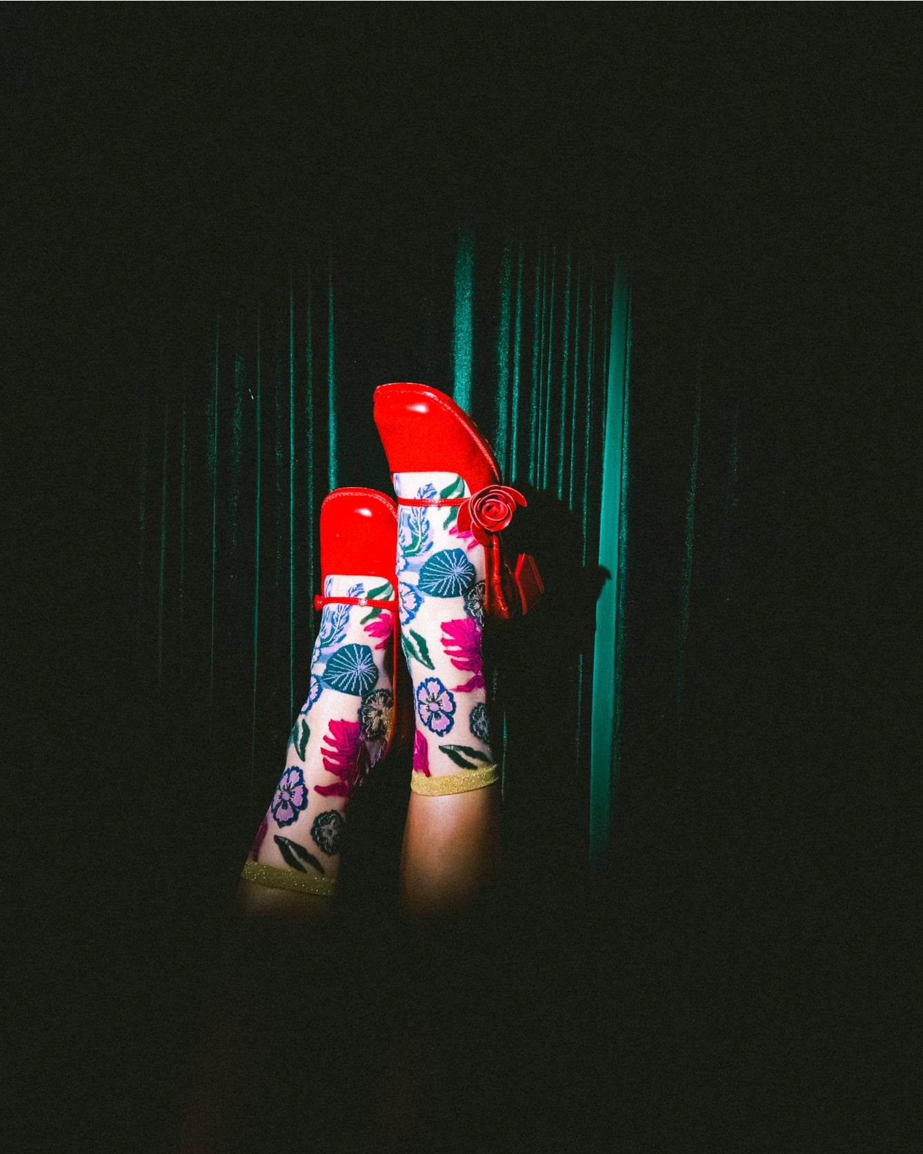 Festive Floral Sheer Crew Sock