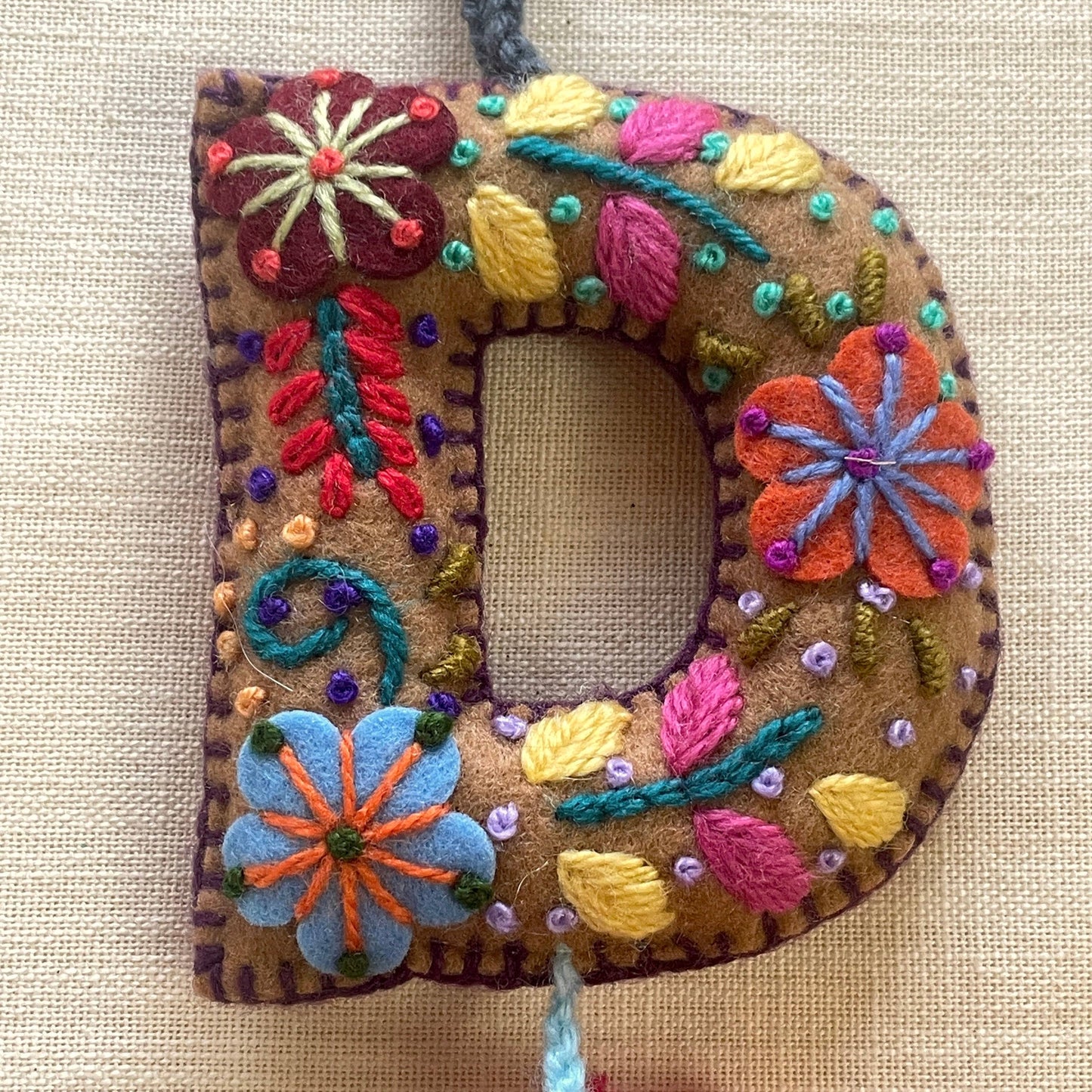 D - Hand Embroidered Keychain, Peru