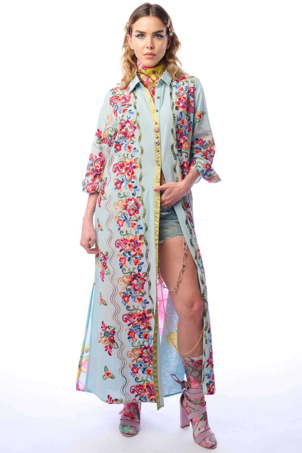 Blue Butterfly Duster Dress