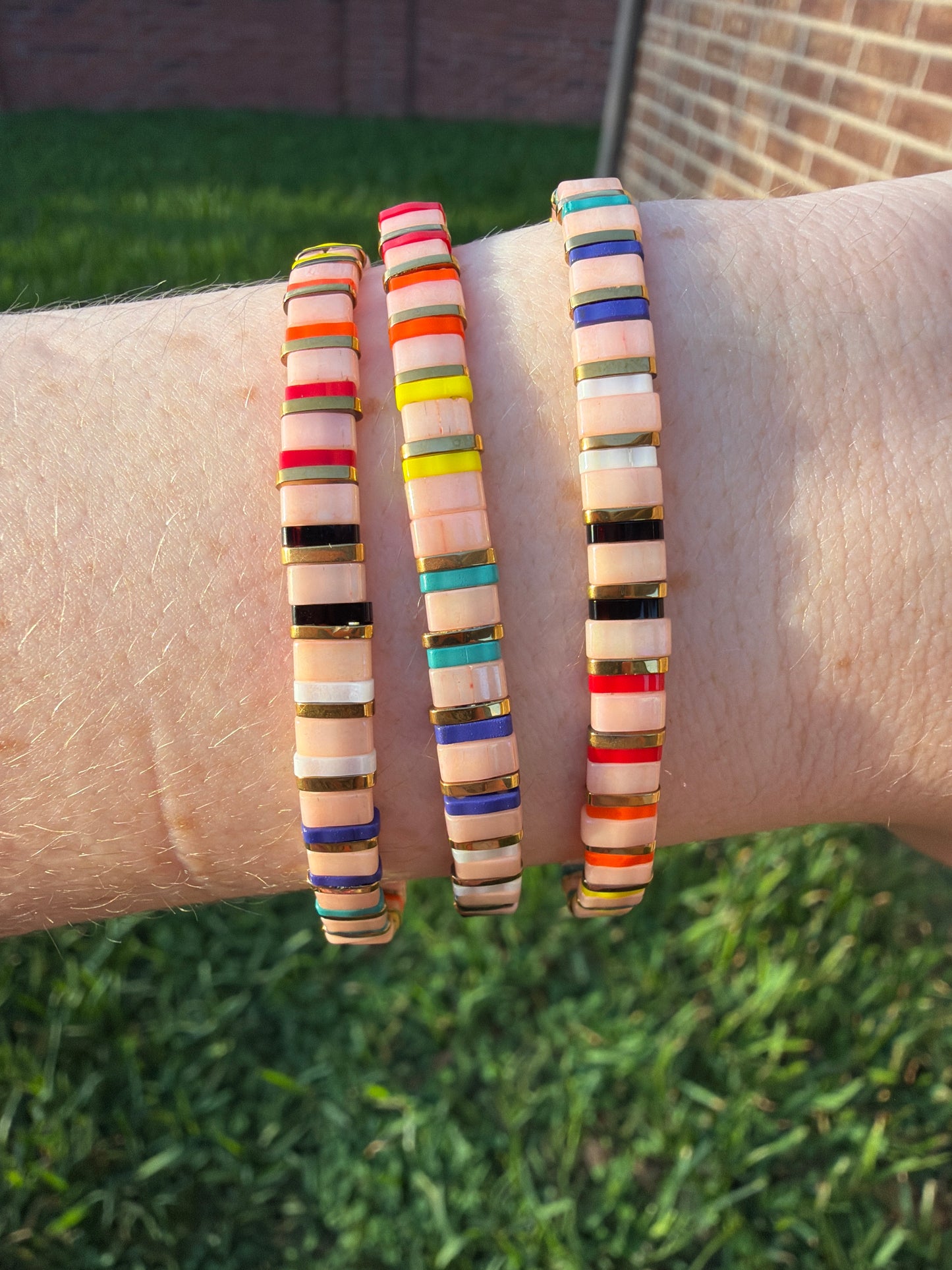 Pink Rainbow Stretch Bracelet