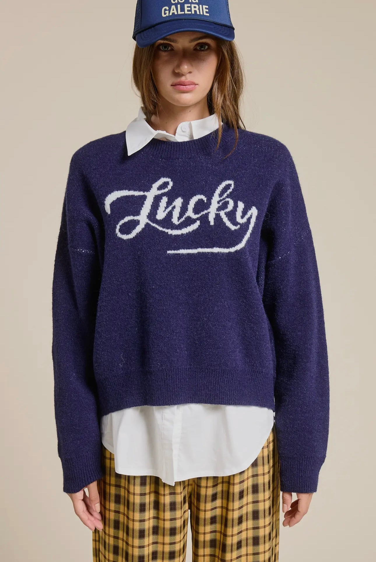 Lucky Graphic Navy Crewneck Sweater