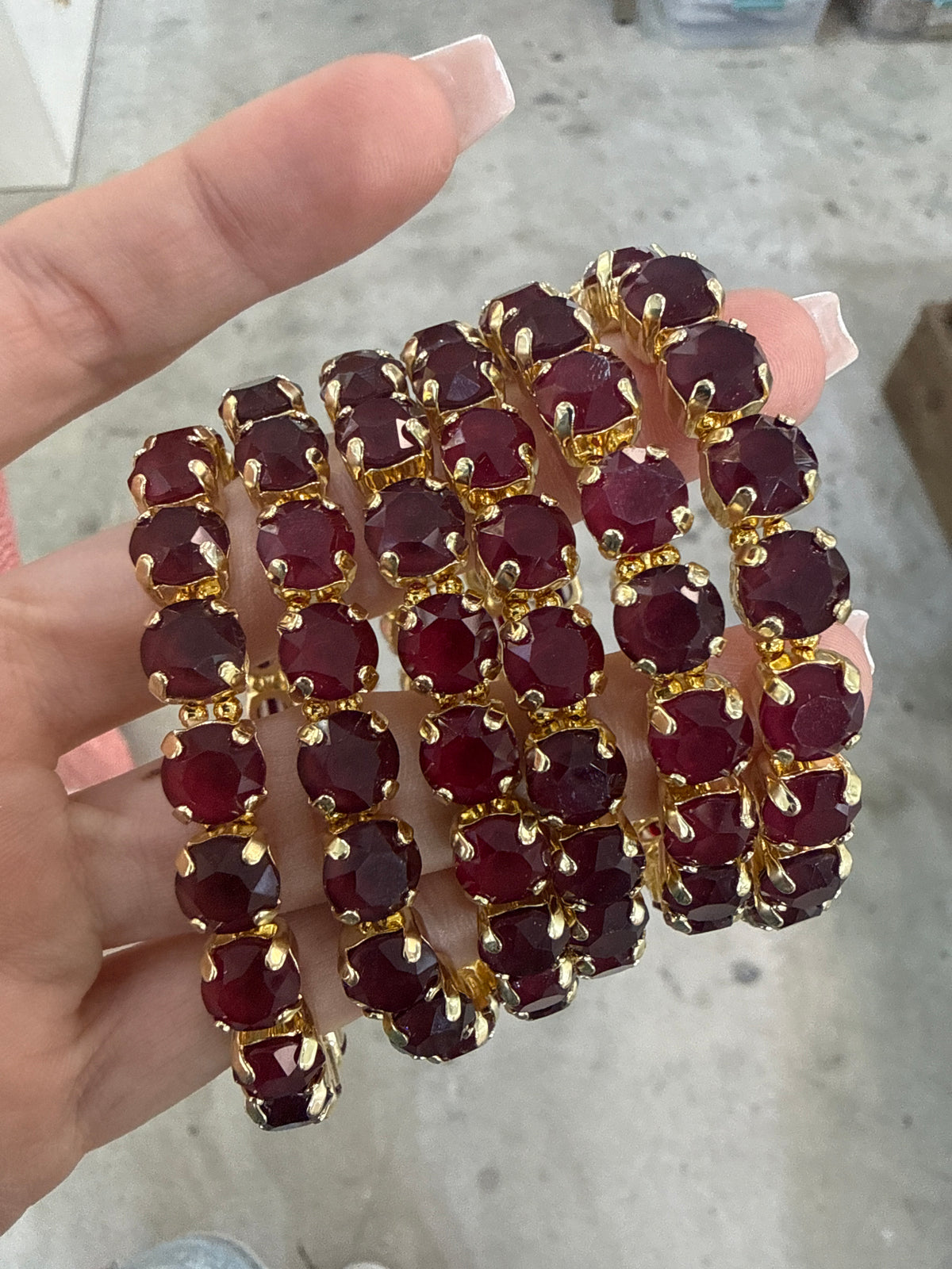 Mini Burgandy Stretch Bracelet