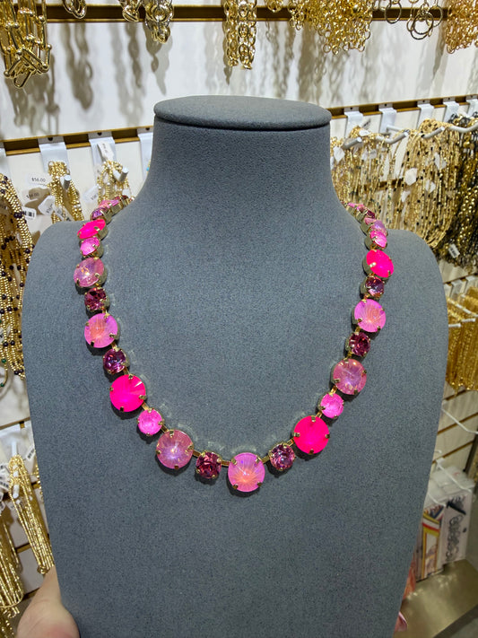 Multi Pink Drop Necklace
