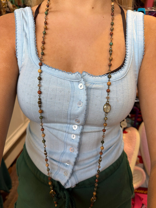 Boho Beaded Crystal Necklace