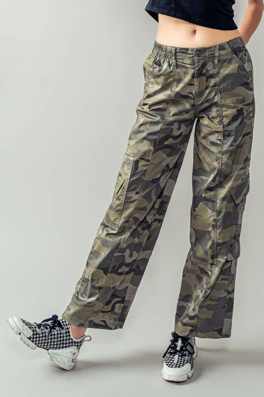 Wide Leg Camo Utility Pants