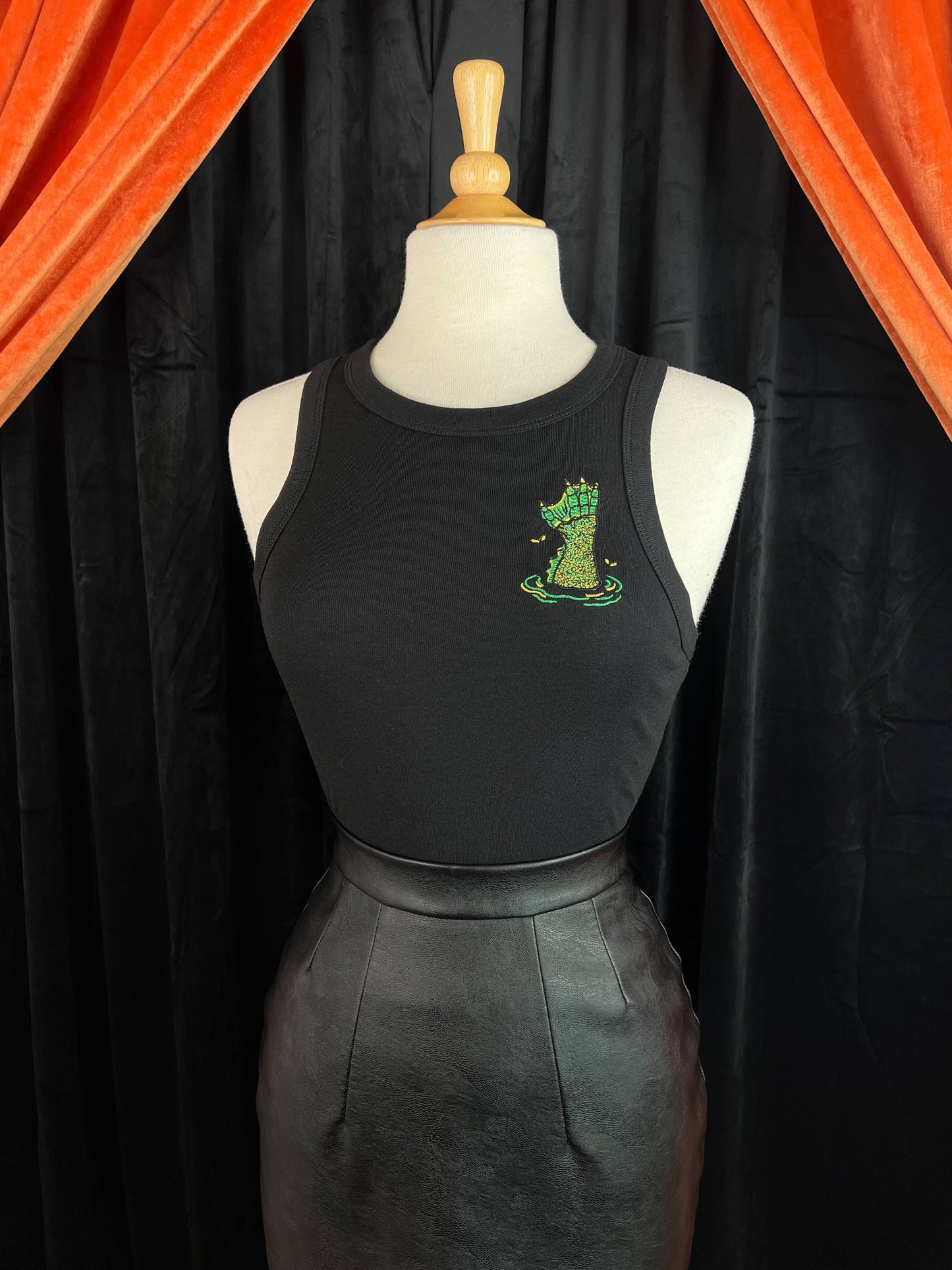 Embroidery Beware of the Lagoon Rib Racer Tank