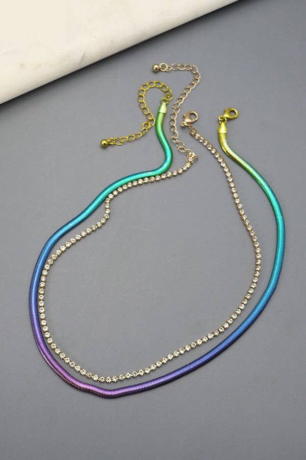 OMBRE SNAKE CHAIN DOUBLE LAYER NECKLACE