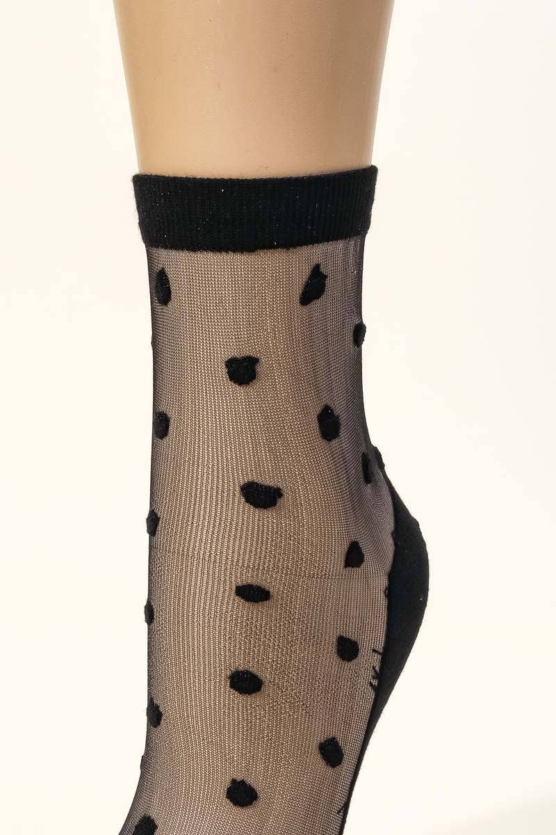 Black Polka Dot Mesh Socks