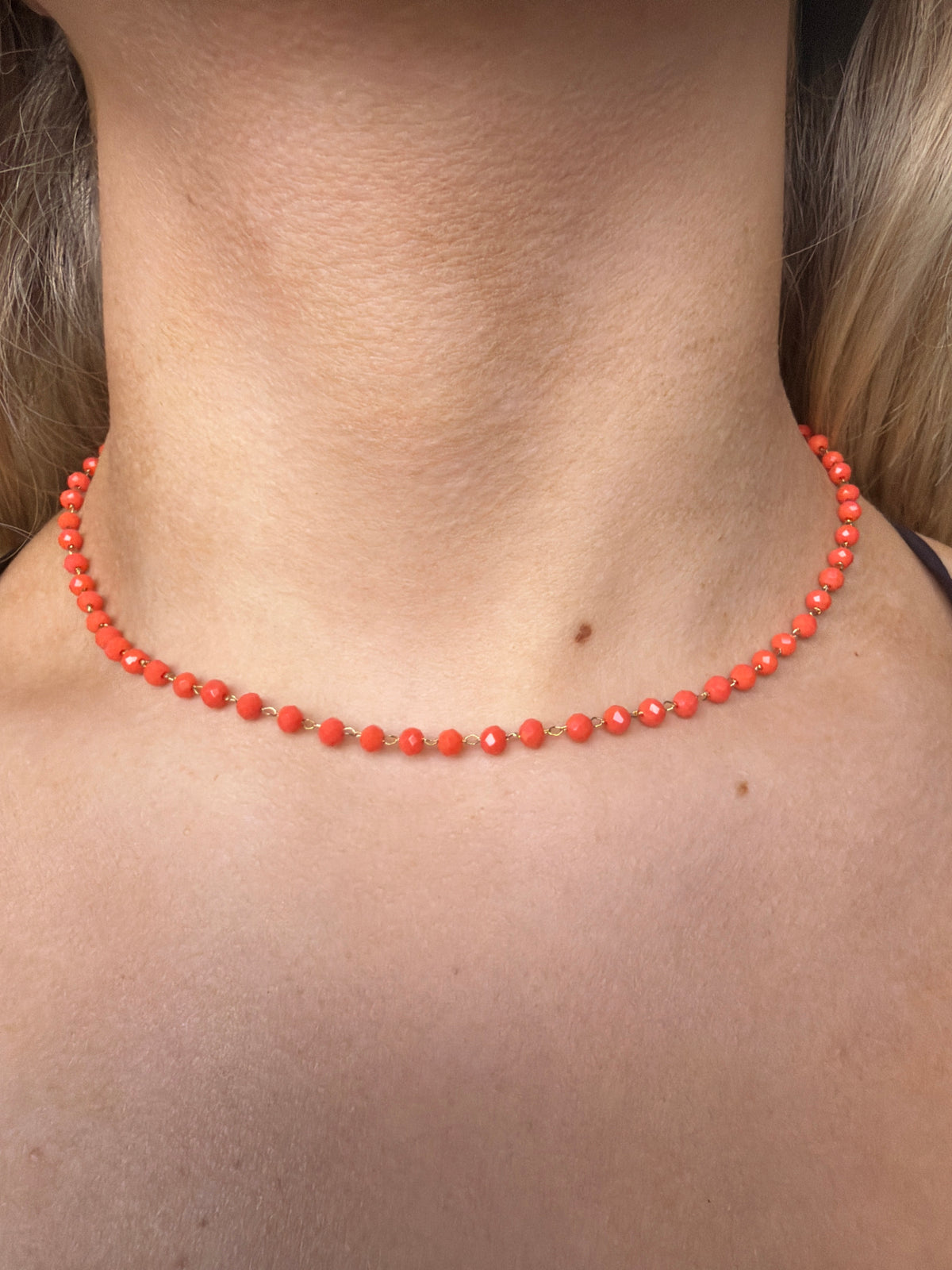 Orange beaded choker