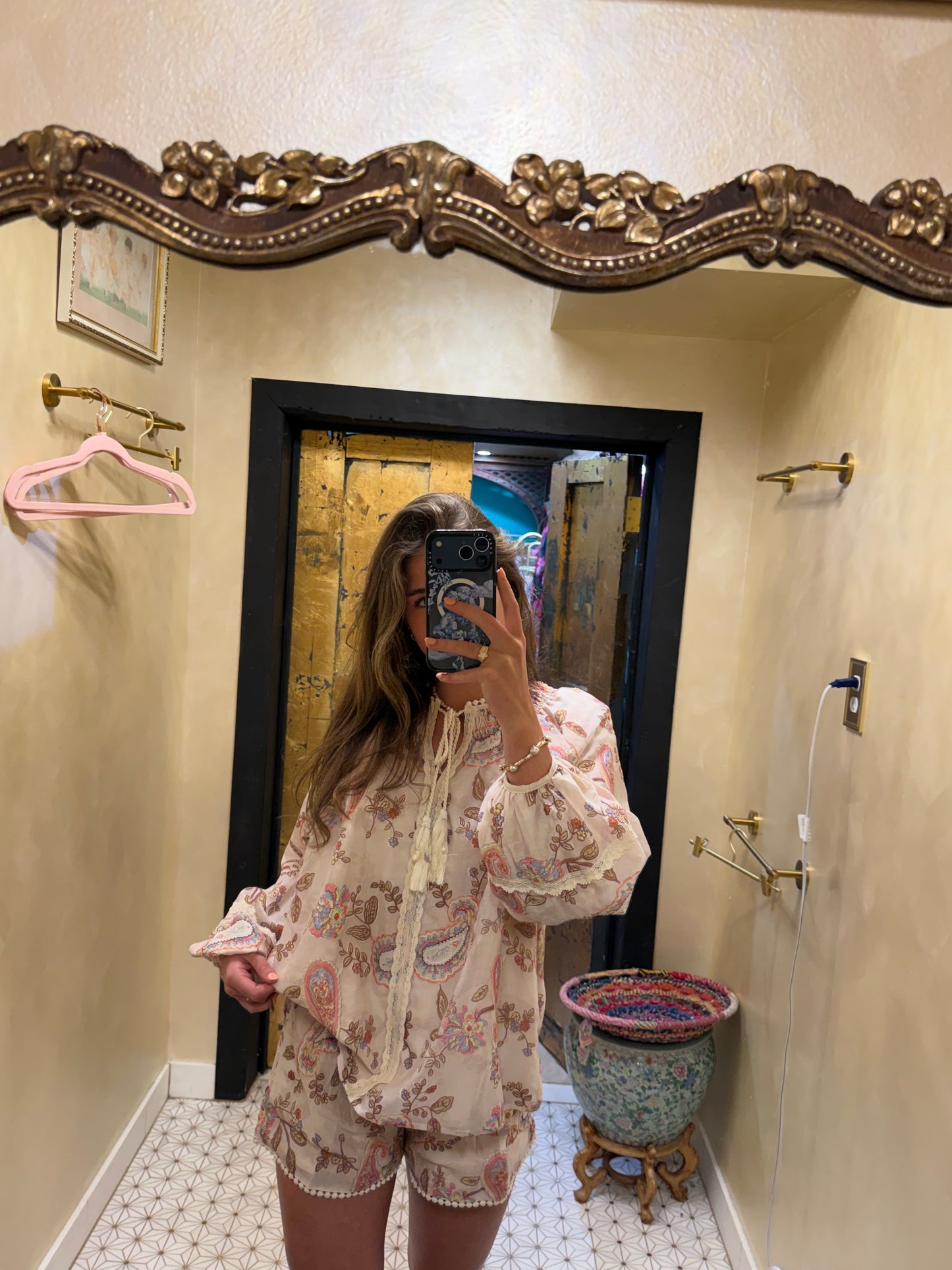 Embroidered Boho Paisley Blouse Top