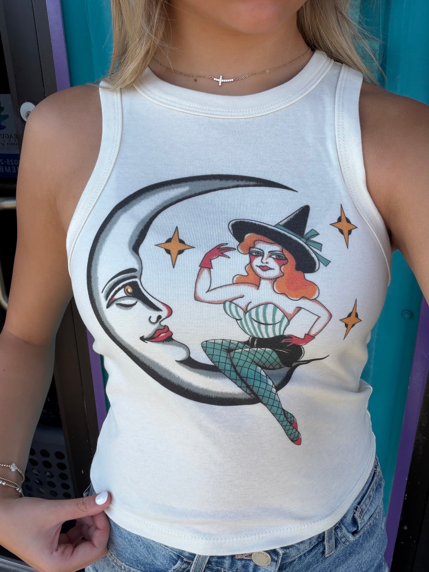 My Beloved Witch Top Rib Racer Tank in Natural