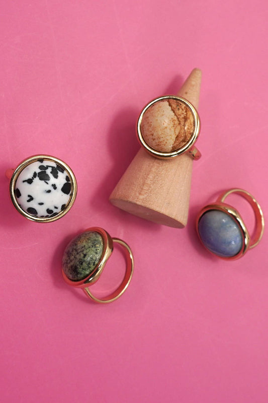 NATURAL STONE COCKTAIL STATEMENT RING