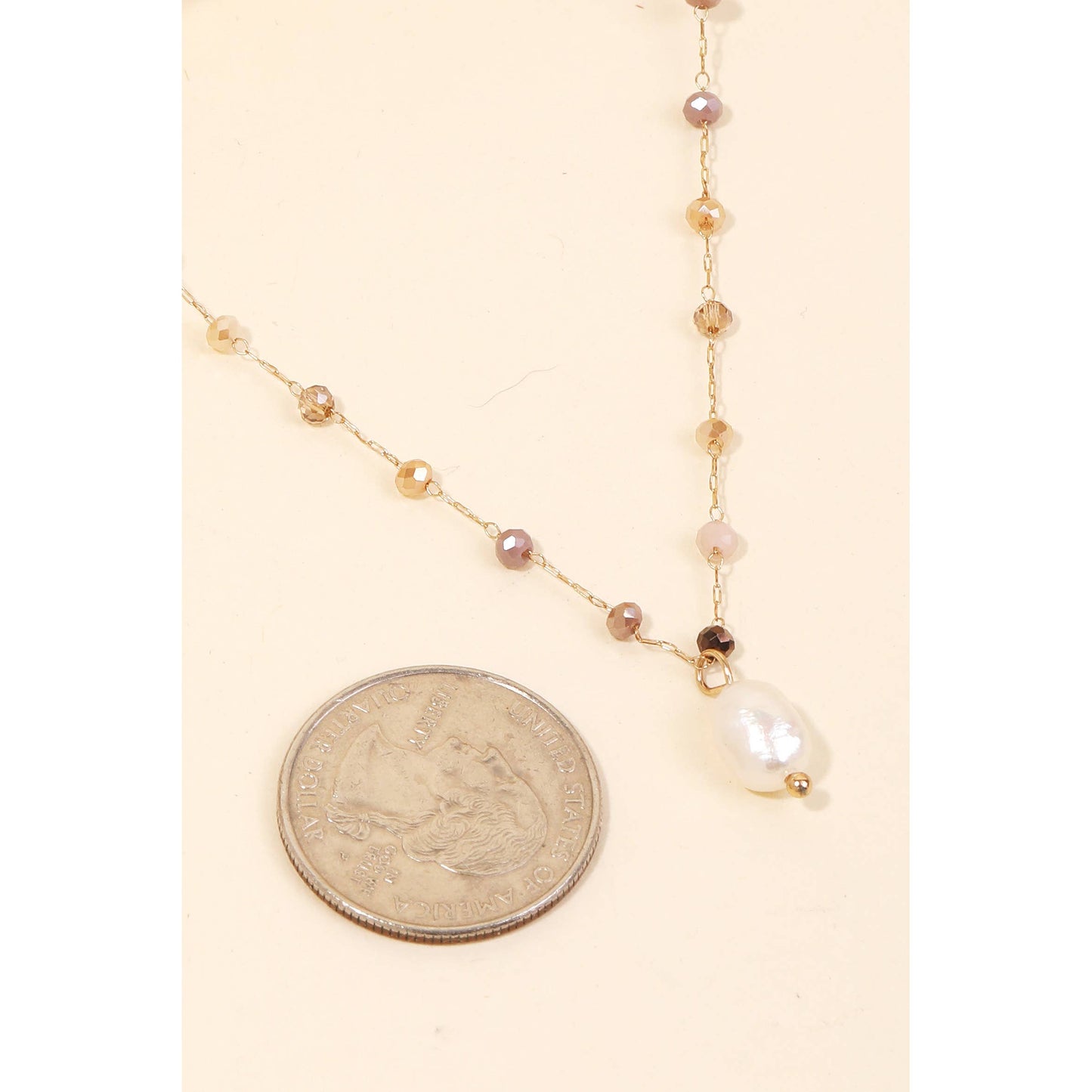 Pearl Pendant Beaded Station Necklace