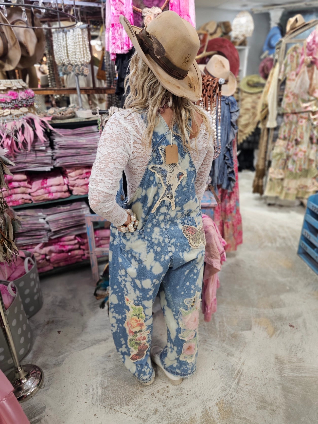 Vintage Butterfly Denim Overalls