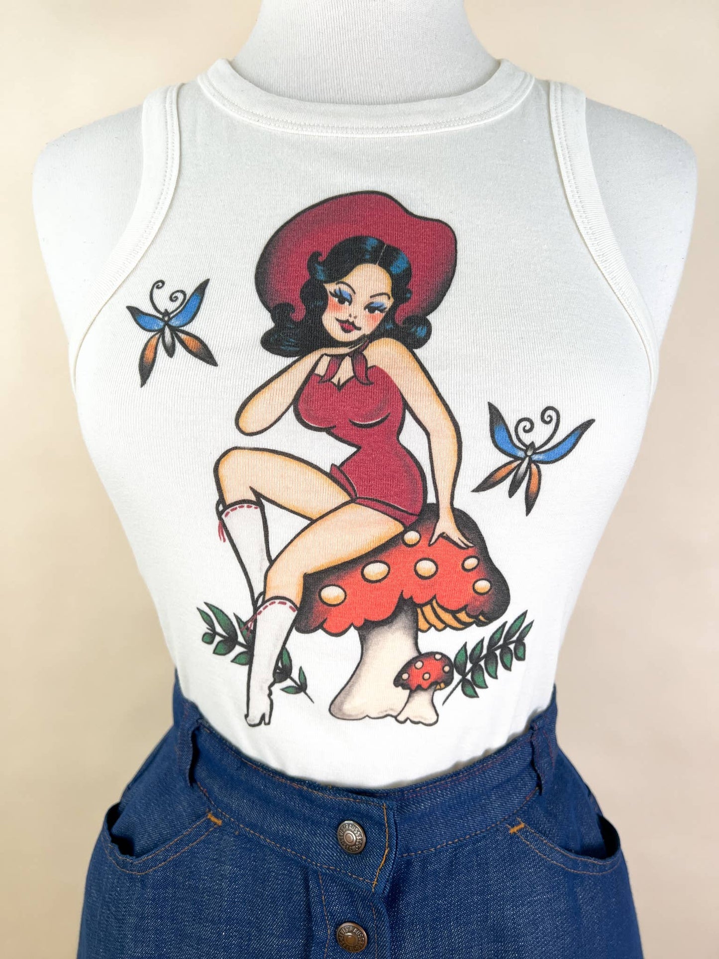 Mushroom Mama Rib Racer Tank
