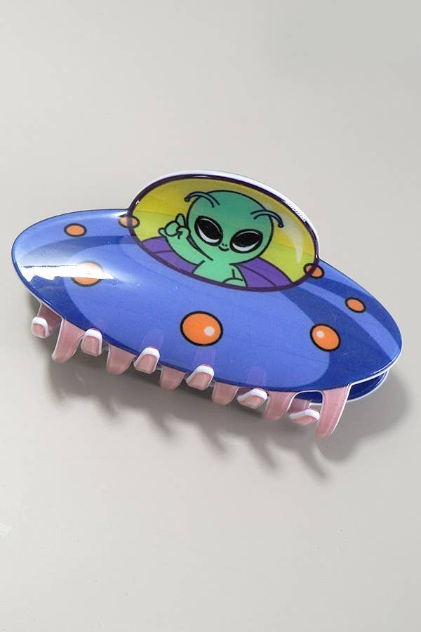 UFO ALIEN SPACESHIP HAIR CLAW CLIPS