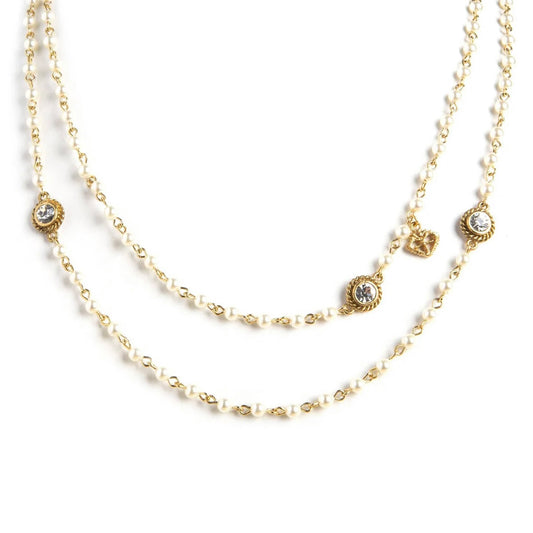 Wrap- 4mm Cream Pearl Necklace in Gold