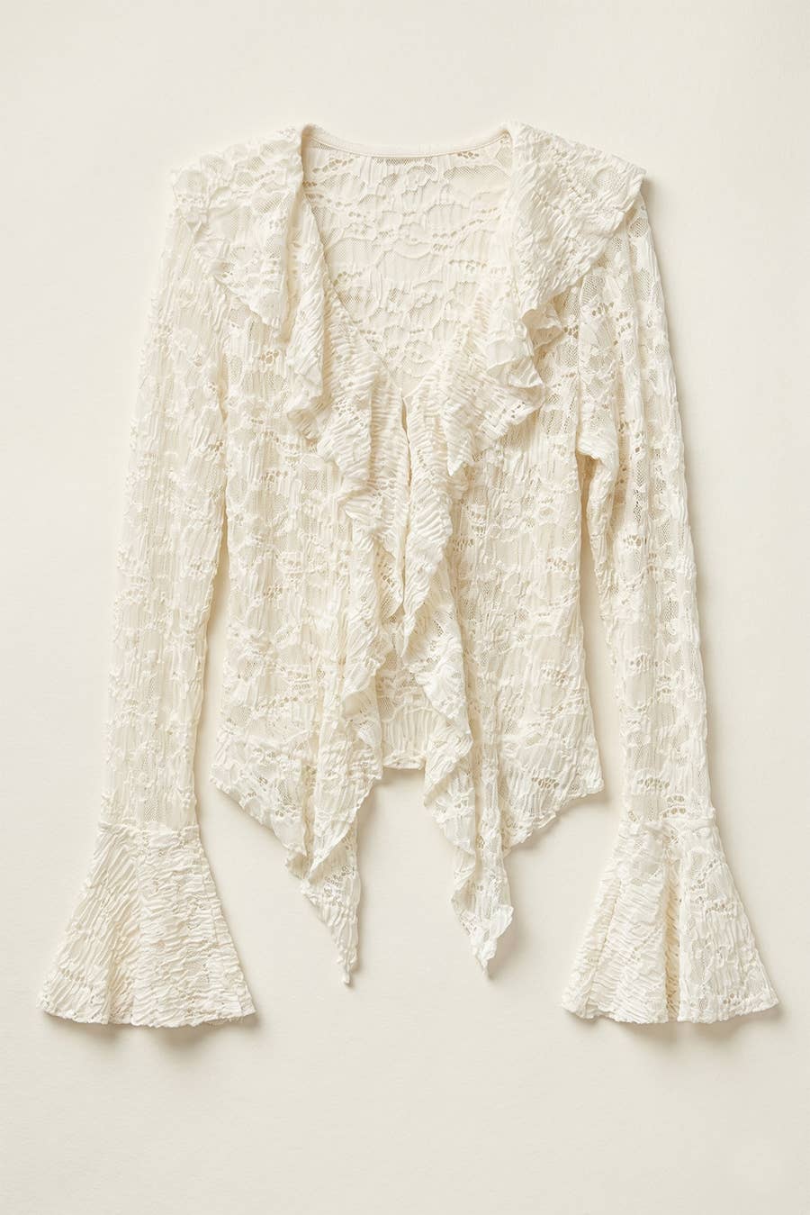 White Long Bell Sleeve Top