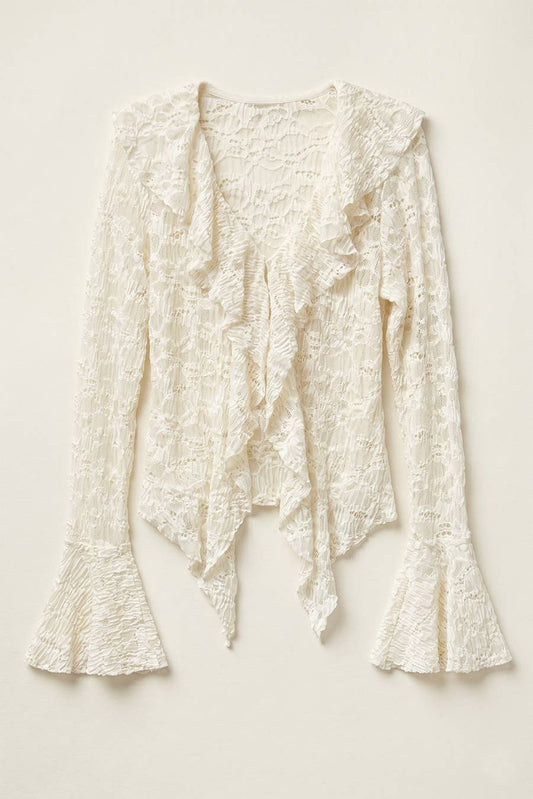 White Long Bell Sleeve Top