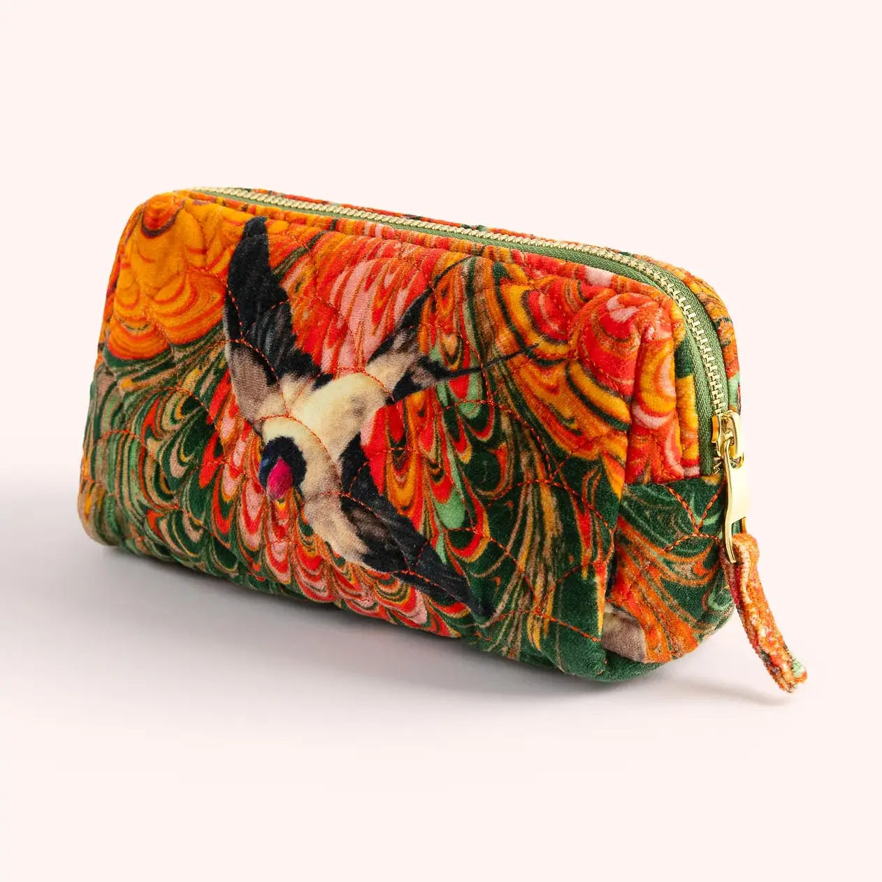 Marbled Swallows Small Velvet Cosmetic Bag