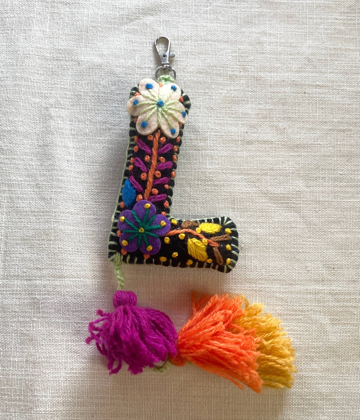L - Hand Embroidered Keychain, Peru