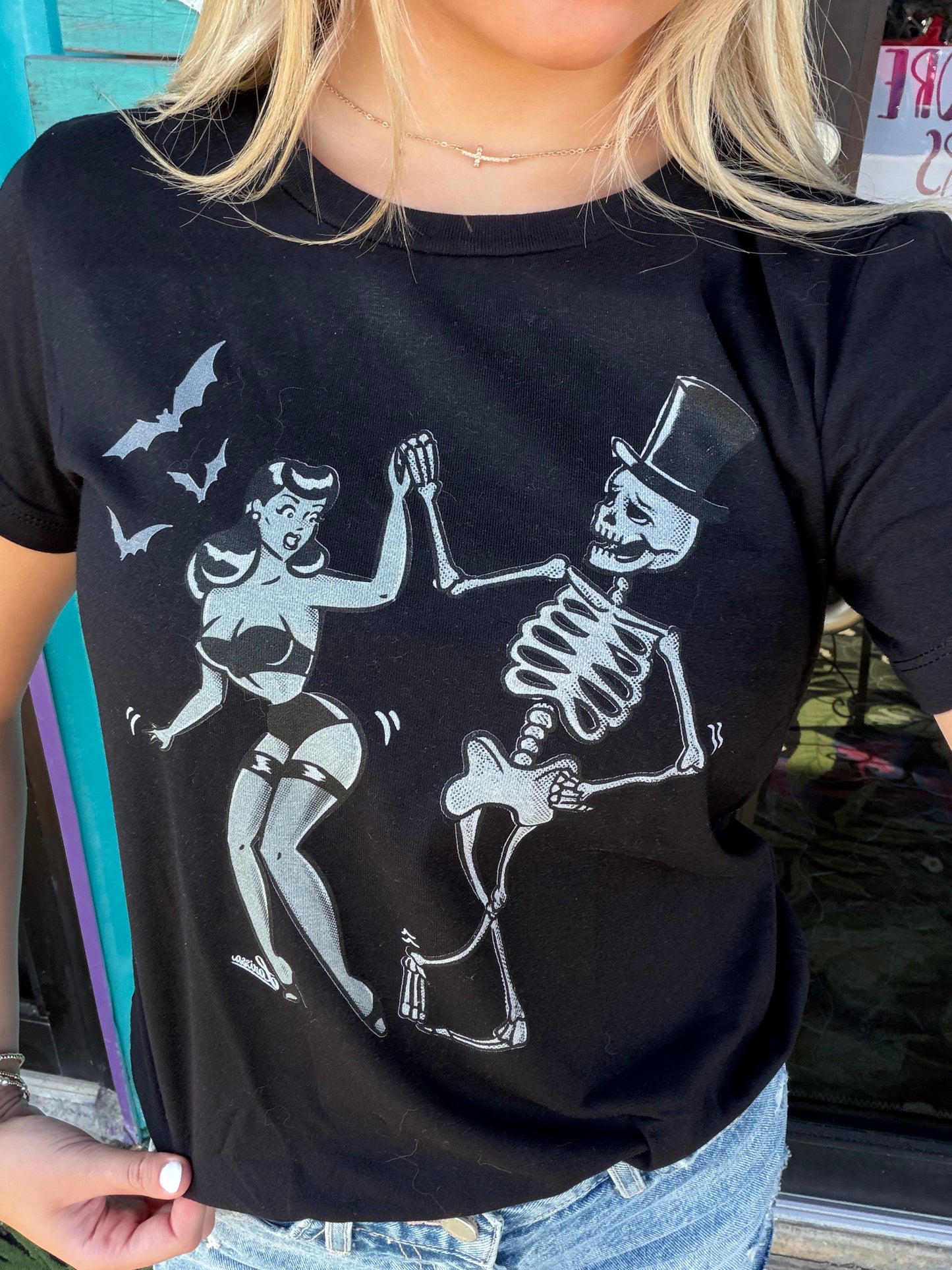 Shake Your Bones Fitted Tee in Black