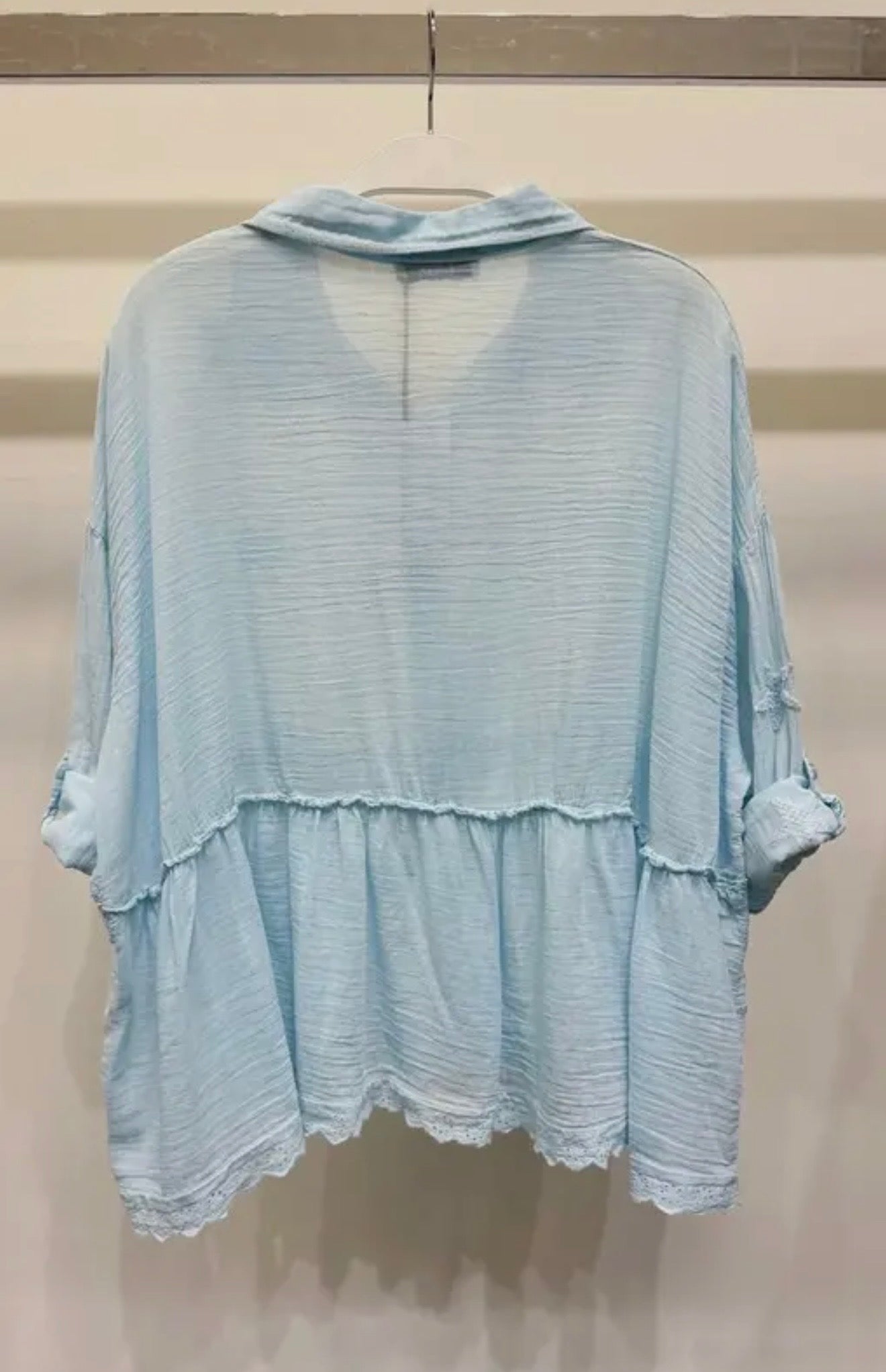 Blue Cotton Embroidered Star Top