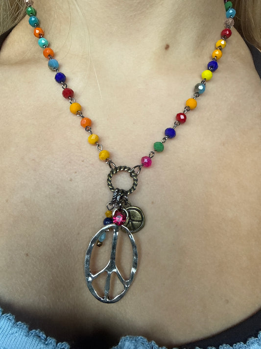 Rainbow Peace Charm necklace