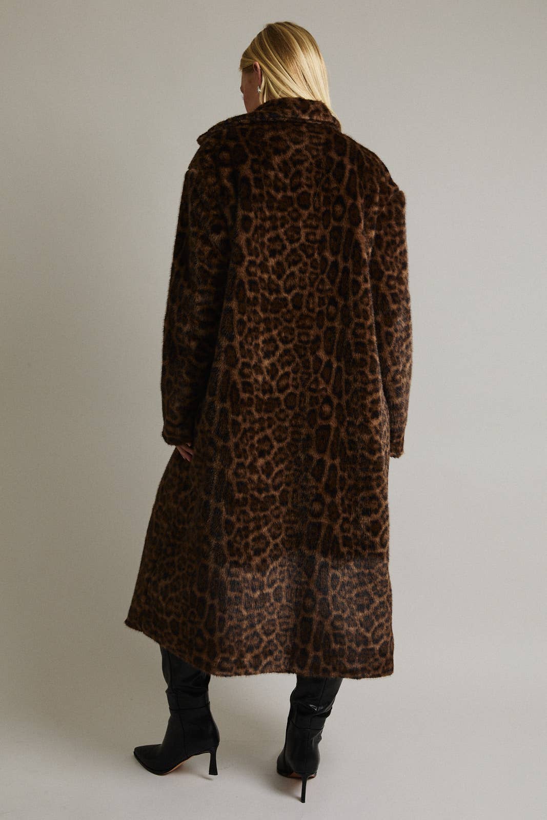 Faux Fur Long Leopard Coat