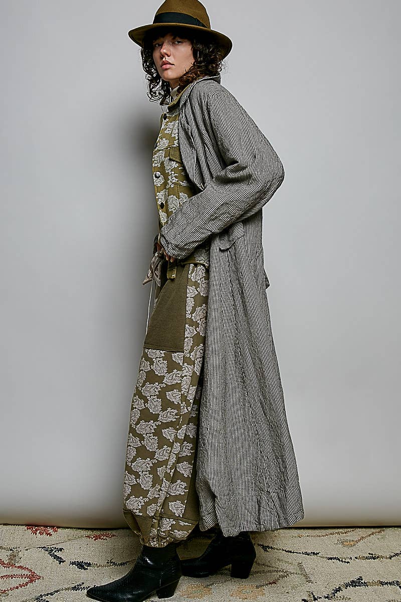 Soft Notched Collared Woven Maxi-Length Hem Duster Coat