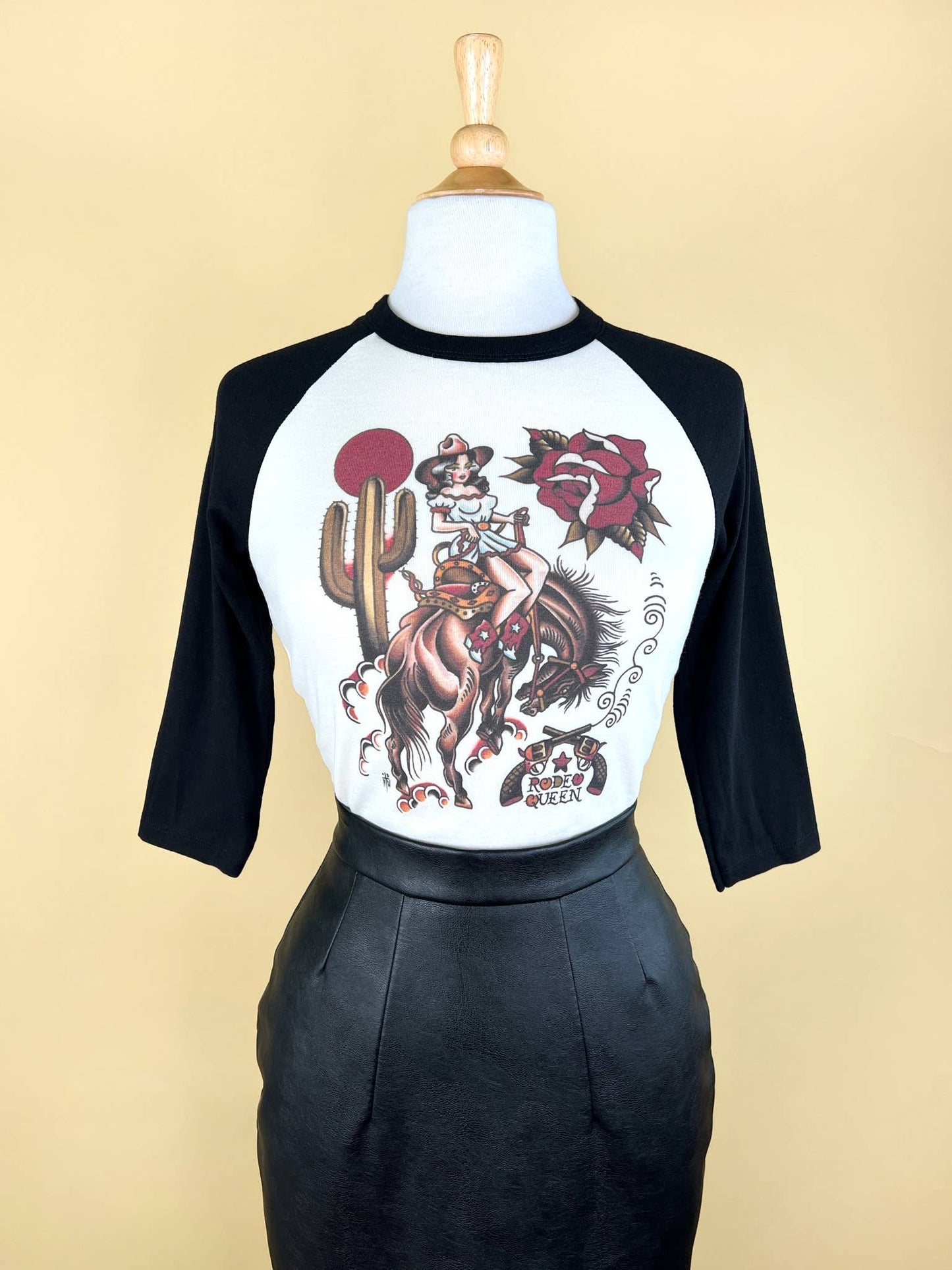 Rodeo Queen Cropped Baby 3/4 Raglan tee