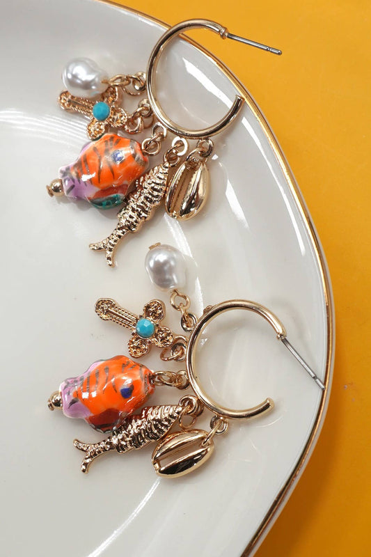 OCEAN CHARM HOOP EARRINGS