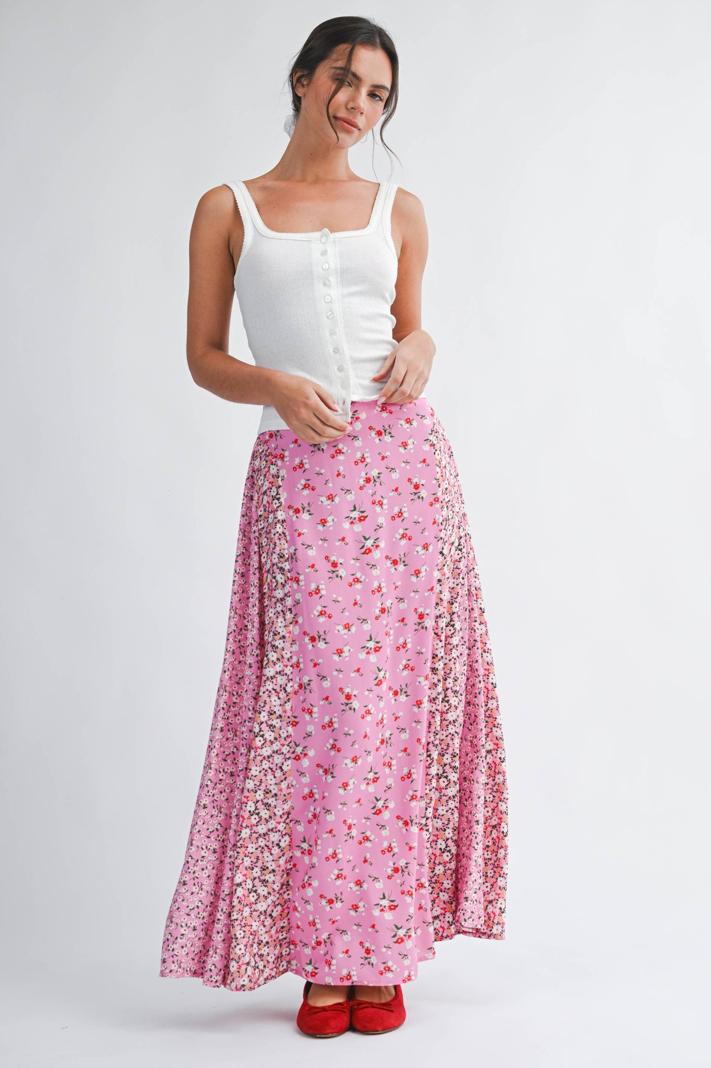 Pointelle Button Front Cami Tank