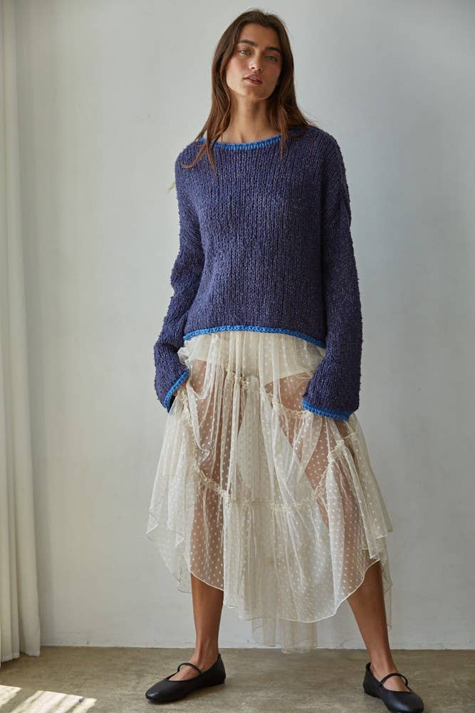 Woven  Mesh Dot Print See Through Skirt