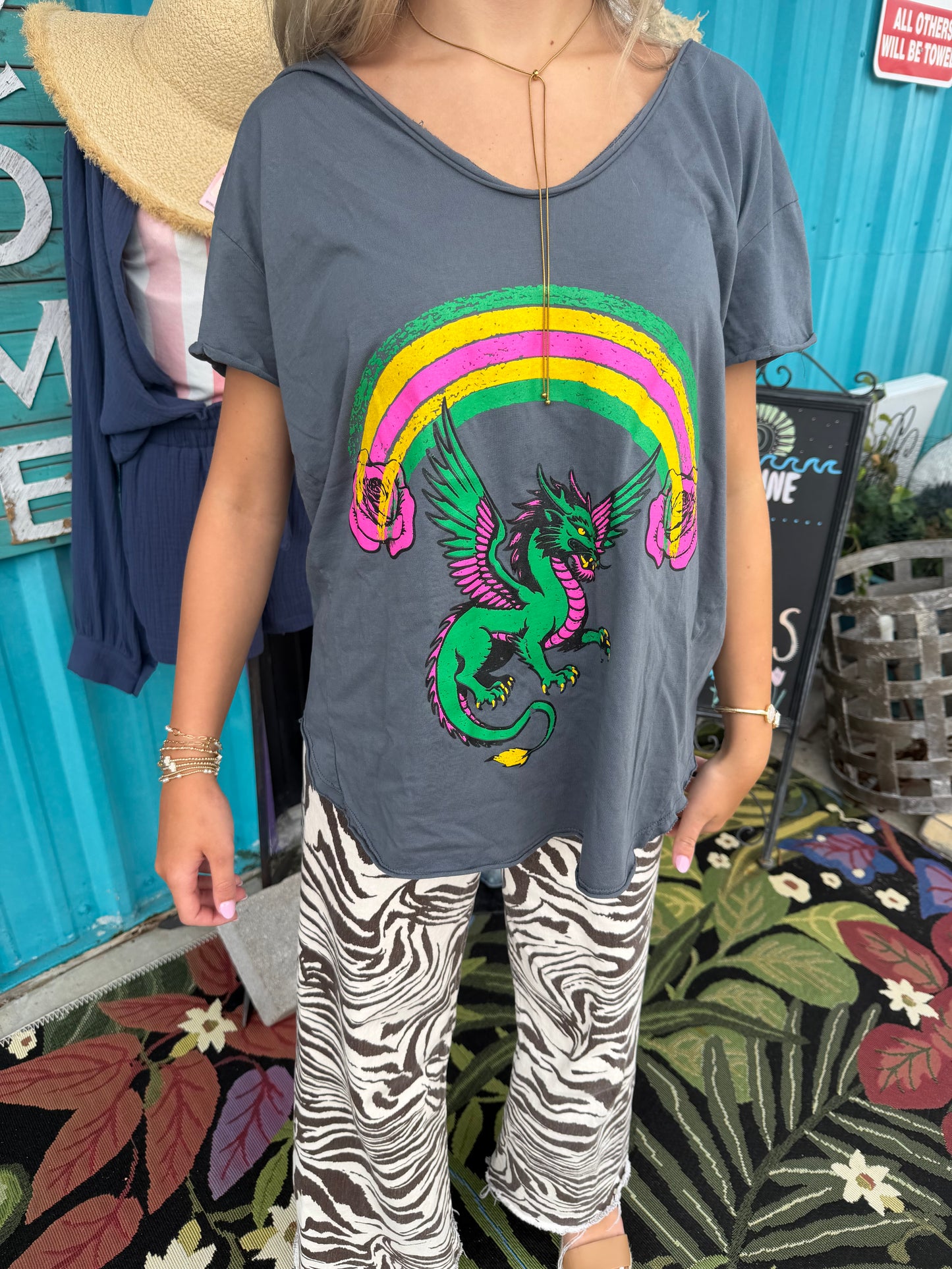 Dark Grey Rainbow Dragon Tee