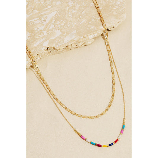 Seed Beaded Dainty Chain Layered Necklace