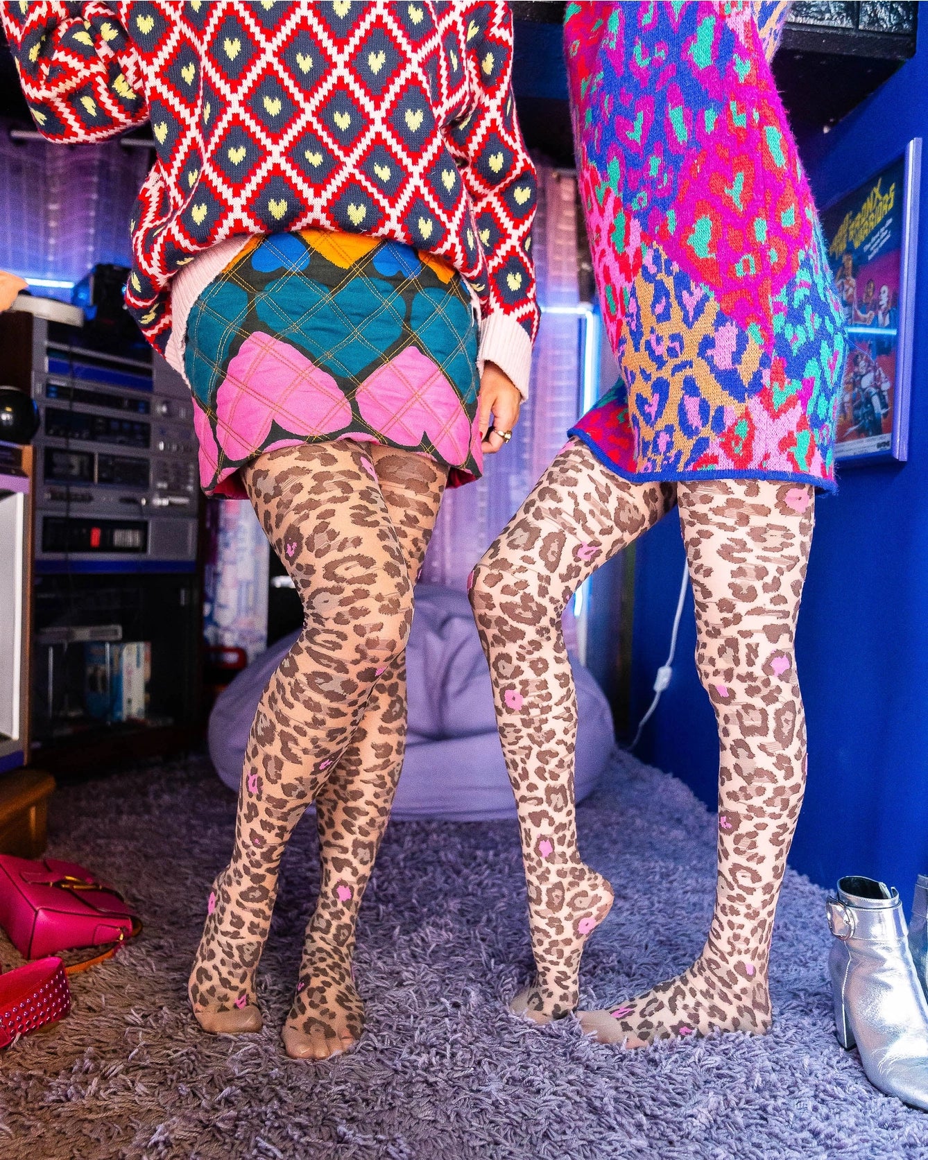 Pink Pop Leopard Print Sheer Tights