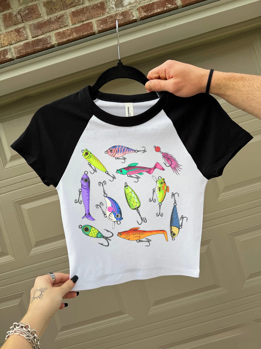 Black Fishing Lure Baby Tee