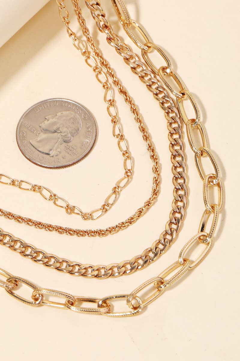 Multi Layered Gold Cable Chain Necklace