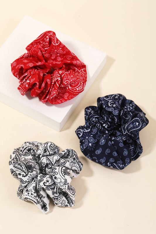 Three Piece Paisley Hair Scrunchie Set