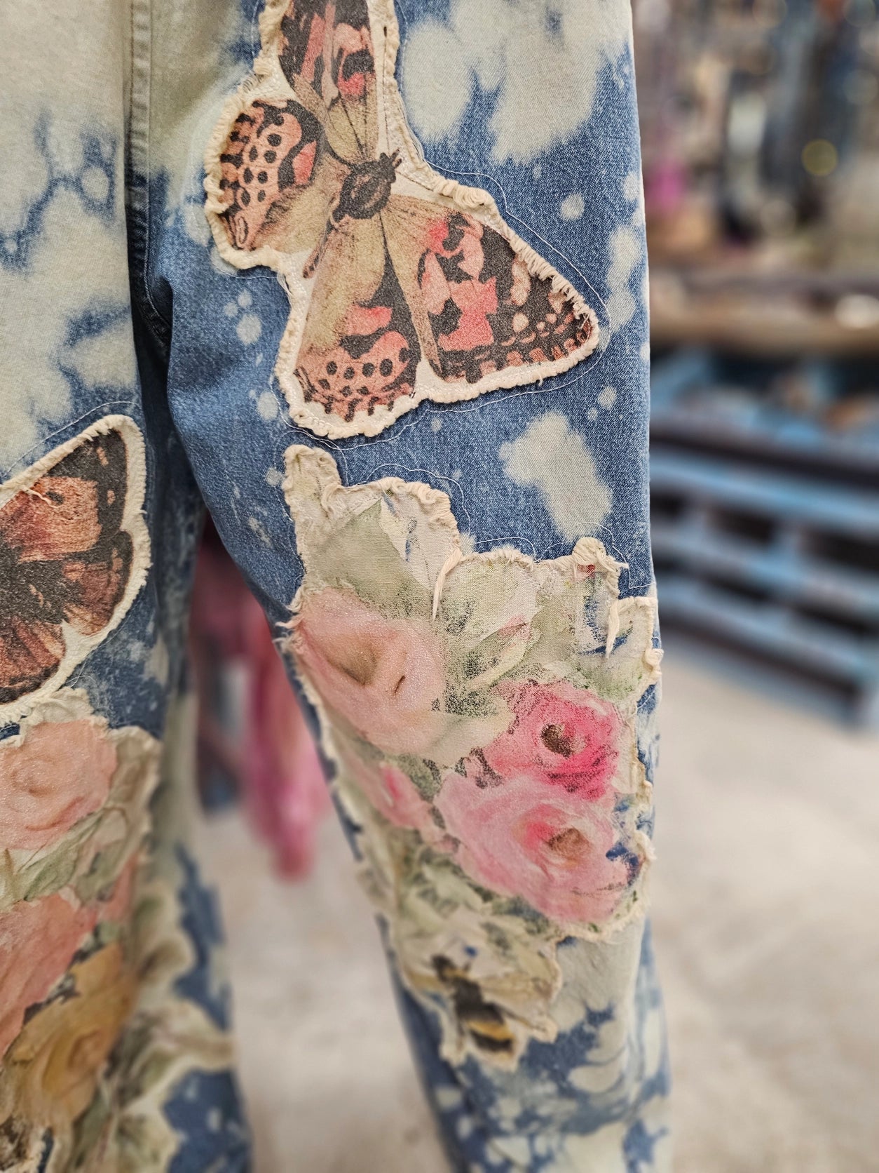 Vintage Butterfly Denim Overalls