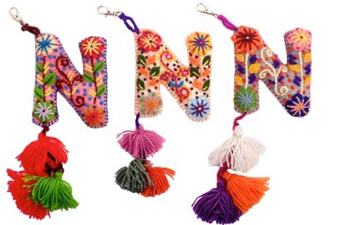 N - Hand Embroidered Keychain