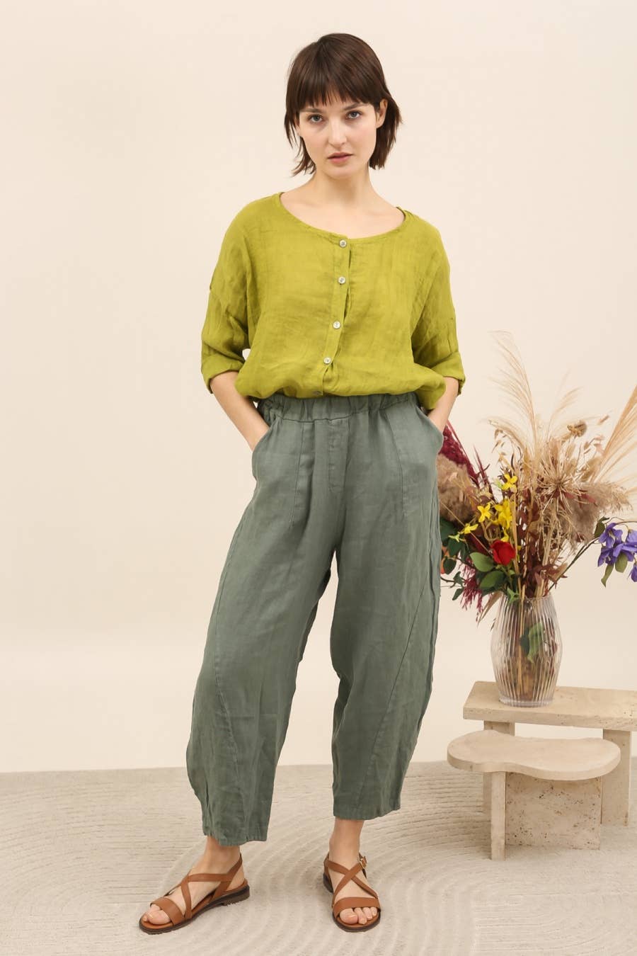 Barrel Pants  100% linen