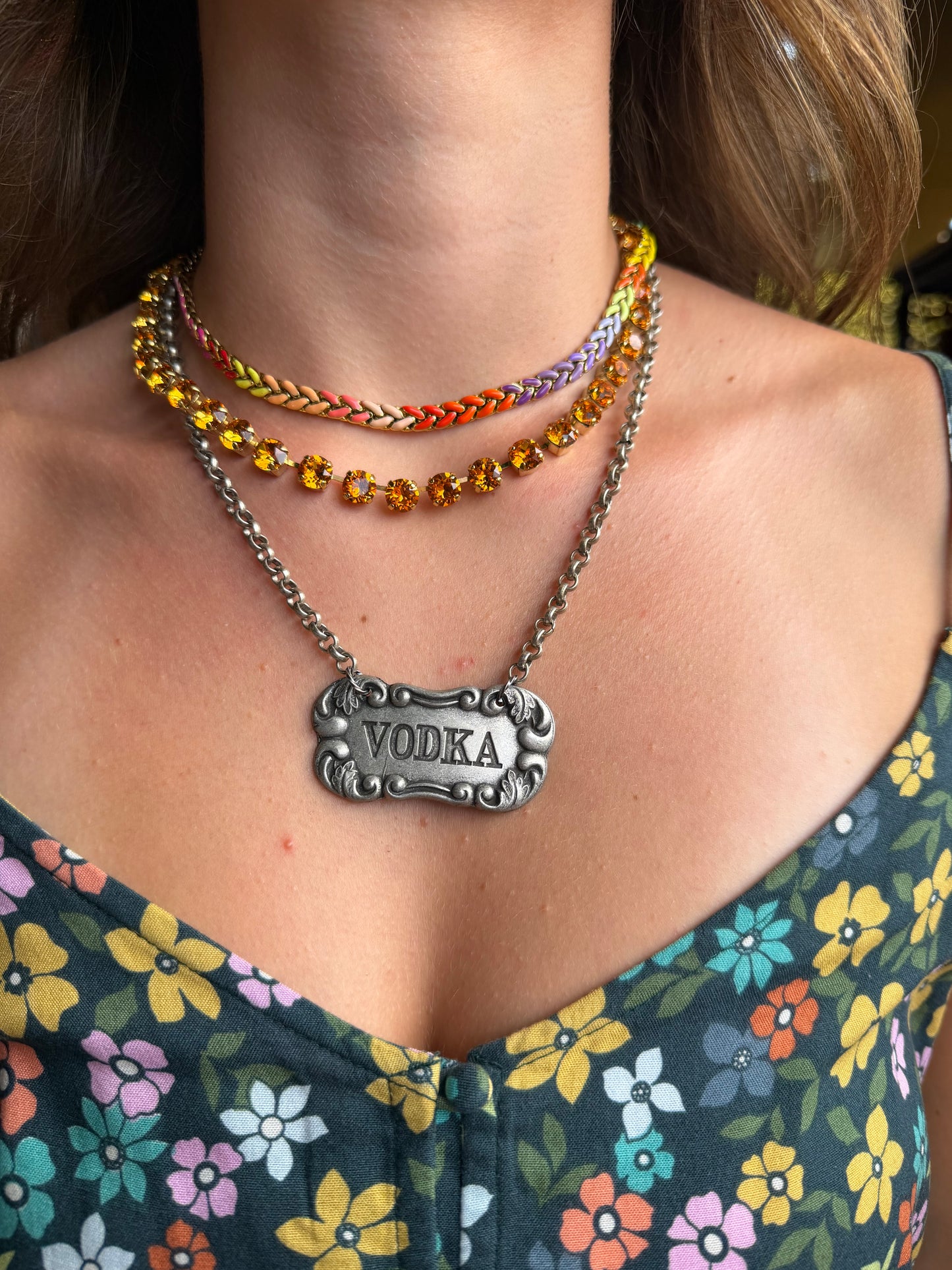 Vodka Liquor tag Necklace