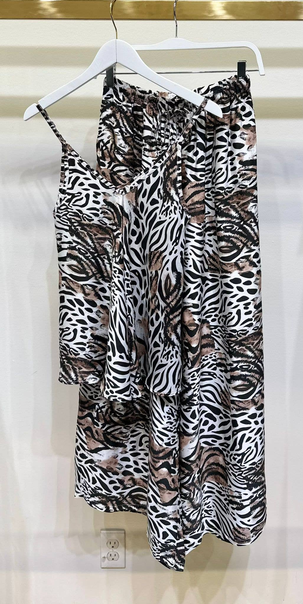 ZEBRA PATCH PRINT WIDE LEG PANTS