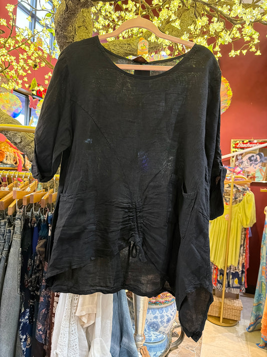 Black Runched Front w Pockets