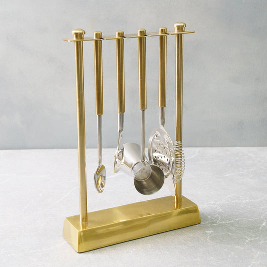 Gold Bartender Set of 4 with Stand