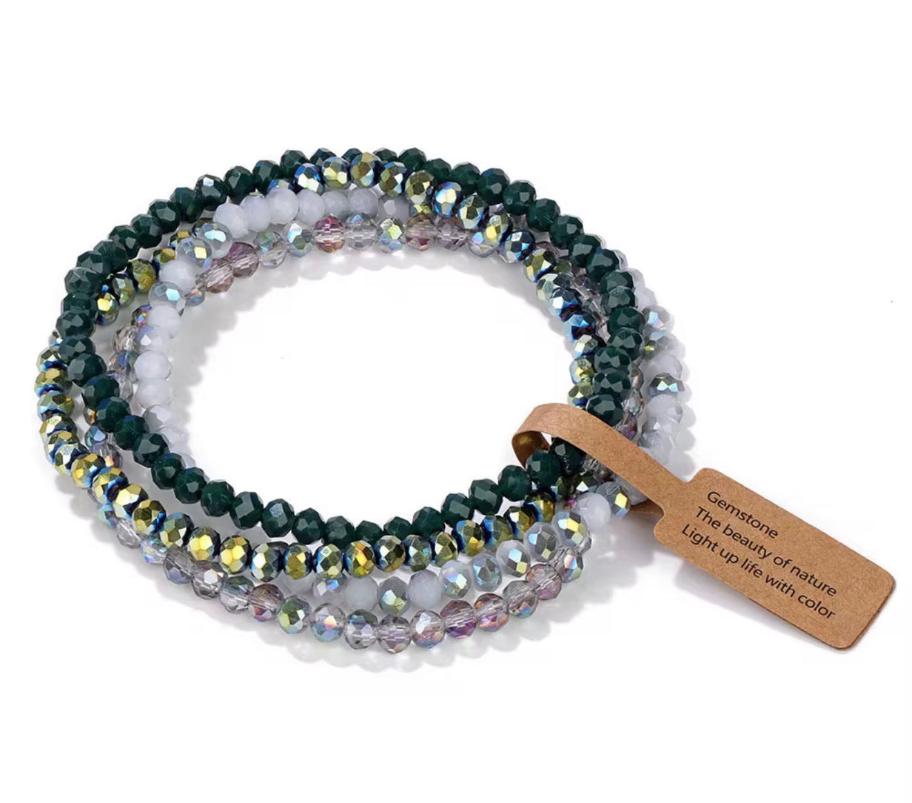 Crystal Glass Bead Bracelet Stack