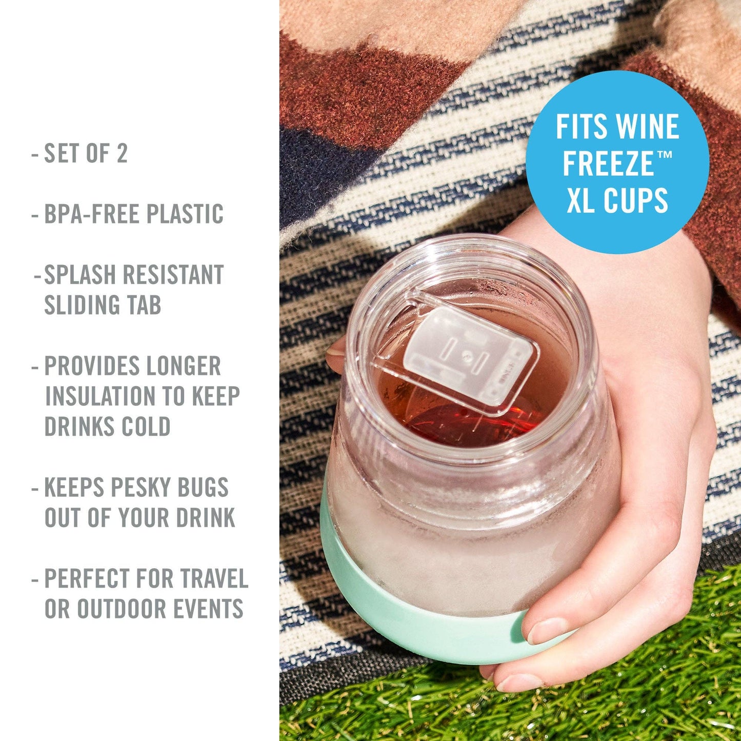 Wine FREEZE™ XL Travel Lids for Cooling Cups - Set of 2